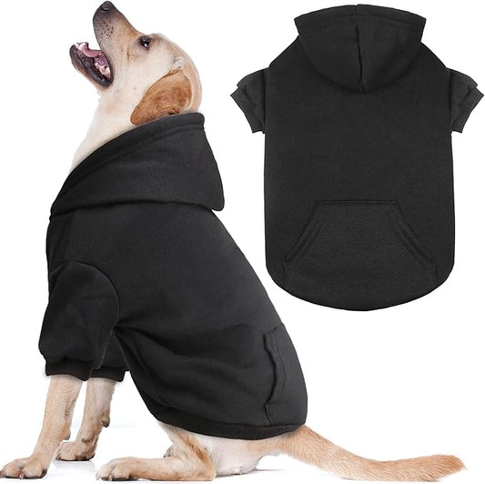 Dog Sweaters for Large Dogs Dog Hoodie Fleece Pet Sweater Soft Clothes Sweatshirt with Pocket Pet Hoodie for Large Dogs(Black&L)