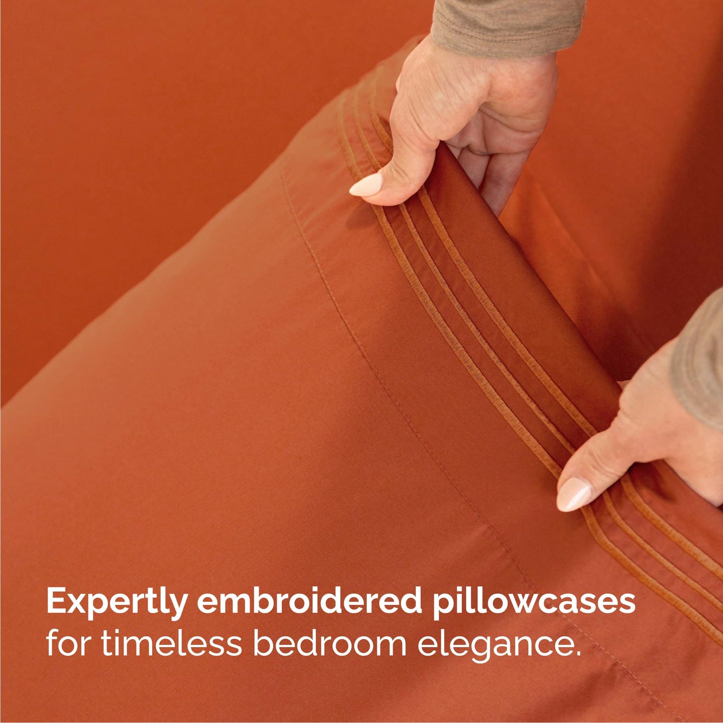 Queen Size 4 Piece Sheet Set - Comfy Breathable & Cooling Sheets - Hotel Luxury Bed Sheets for Women & Men - Deep Pockets, Easy-Fit, Soft and Wrinkle Free Sheets - Terracotta Oeko-Tex Bed Sheet Set