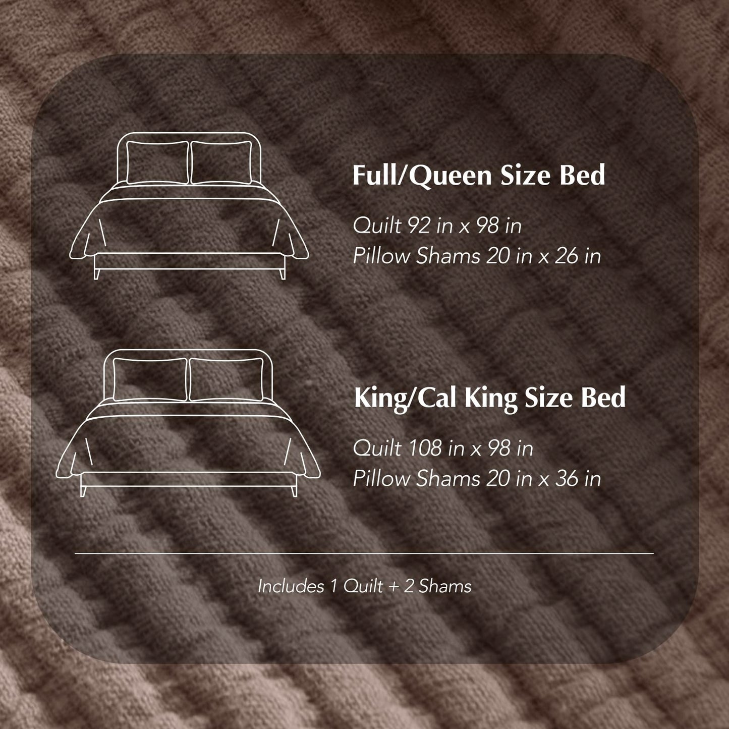 EVERGRACEHOME Cotton Coverlet Set Full Queen Size 3 Pieces, Lightweight Soft Ribbed Matelassé Bedspread Quilt Set, Cozy Oversized Quilted Bedding Set with 2 Pillow Shams for All Seasons, Mocha Brown