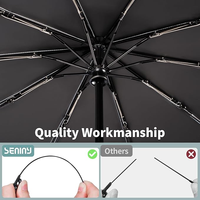 Seniny Windproof Travel Umbrella, Automatic Umbrellas for Rain, Portable & Compact Umbrellas for Backpack, Strong UV for Protection, Folding Small Sun Umbrella for Car, Walking