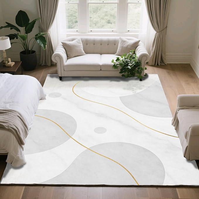 Minimalist Marble Rug - 2x6 Runner Rug, Abstract Marble Runner Carpet, Modern Luxury Entryway Rugs, Washable & Non Slip Carpet Home Decor