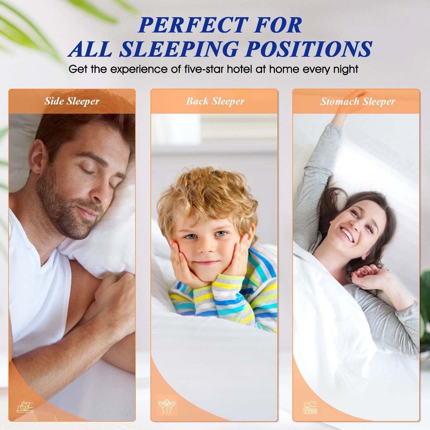 SEMZSOM Bed Pillows for Sleeping, Full Standard Size Set of 2 Luxury Hotel Pillows with Premium Soft Down Alternative Filling for Back, Stomach and Side Sleepers