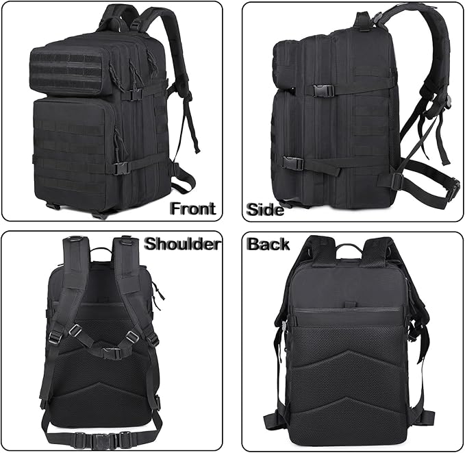56L Tactical Backpack, Military Molle Backpack Army 3 Day, Waterproof Durable Hiking Rucksack for Men, 24H Outdoor Survival Bug Out Bag for Camping, Travel, Hunting, Army Green