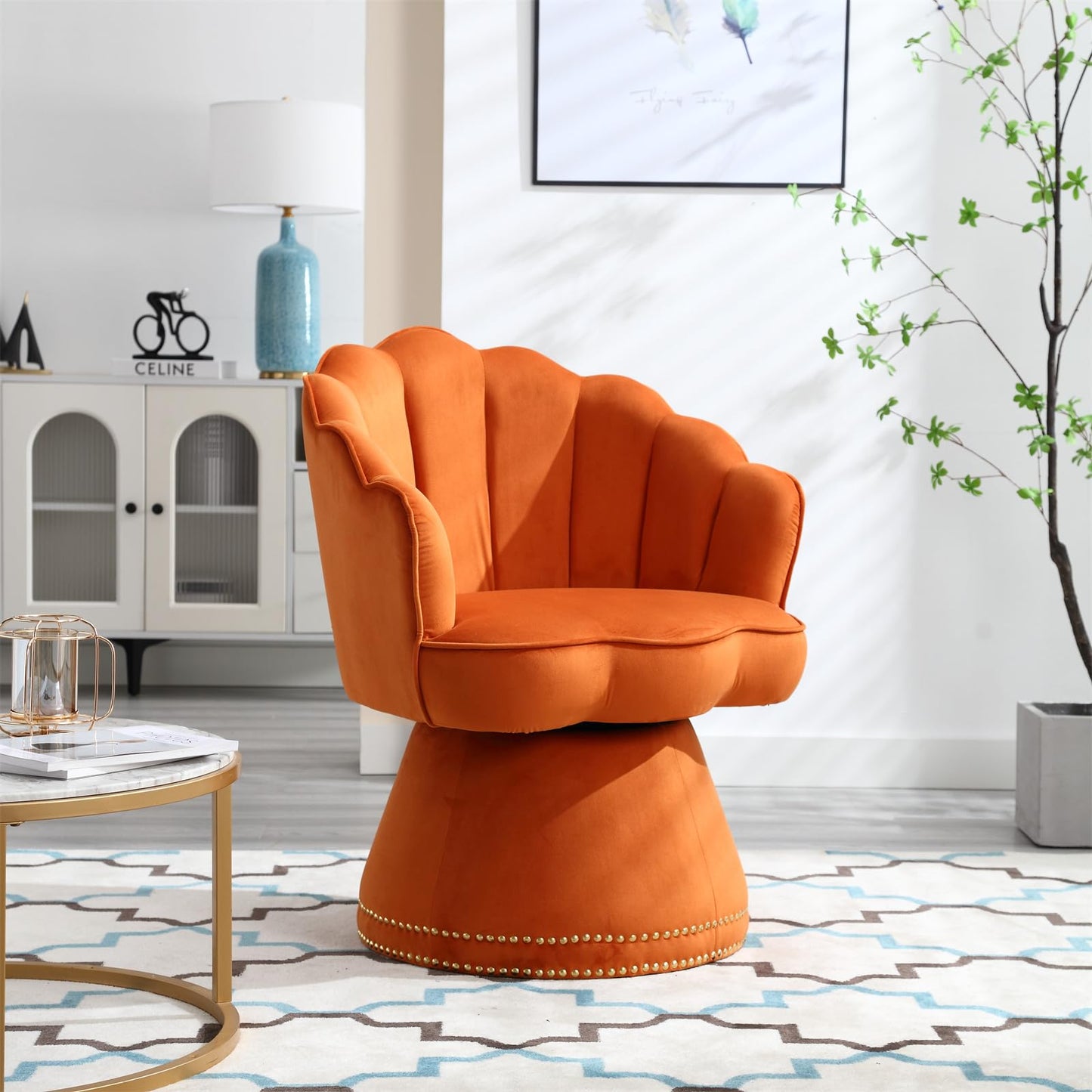 SPOFLYINN 1 Accent Sofa Chair, One Size, Orange Color