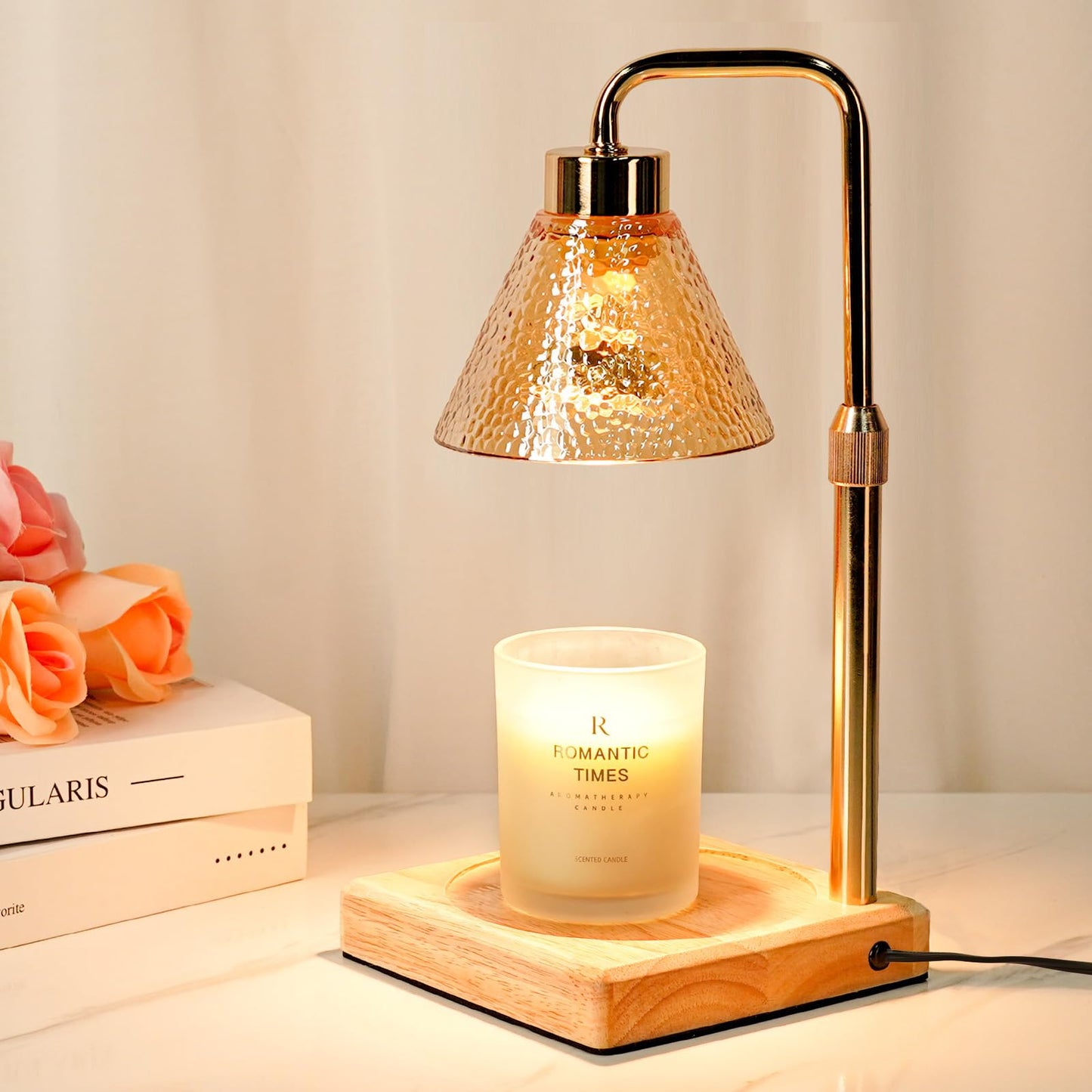 Funistree Modern Candle Warmer Lamp, Dimmable Candle Lamp Warmer with Timer, Mothers Day Birthday Gifts for Women Who Have Everything, Adjustable Men's Candle Lamp, Cozy Living Room Bedroom Decor