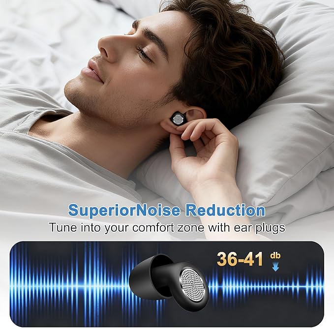 Reusable Soft Silicone Ear Plugs Dorm Noise Cancelling Earplugs for Sleeping 41dB Reduction｜Sleep No Ear Pain for Snoring Side Sleepers&Airplanes Travel Concerts Noises Reduction Earplugs (Black)