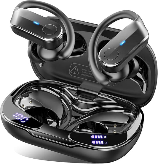 Wireless Earbuds, Sports Bluetooth 5.4 Headphones IPX8 Waterproof, 70H Over Ear Buds with Deep Bass Sound,4 ENC Noise Cancelling Mics, USB-C Fast Charging Earphones with Earhooks for Workout/Running