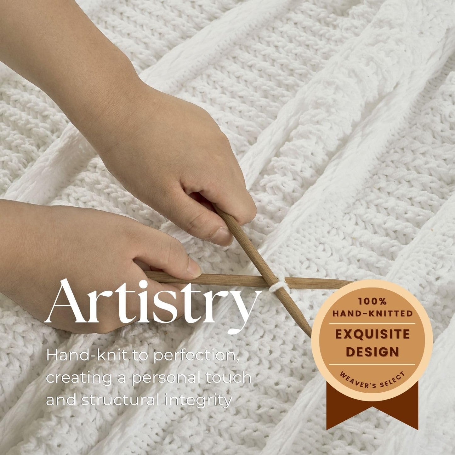Boho Knitted Chenille Blanket with Tassels - Lightweight & Soft All-Season Throw - 3D Classic Pattern for Living Room Bedroom Couch, Cloud White, Throw 50"x60"