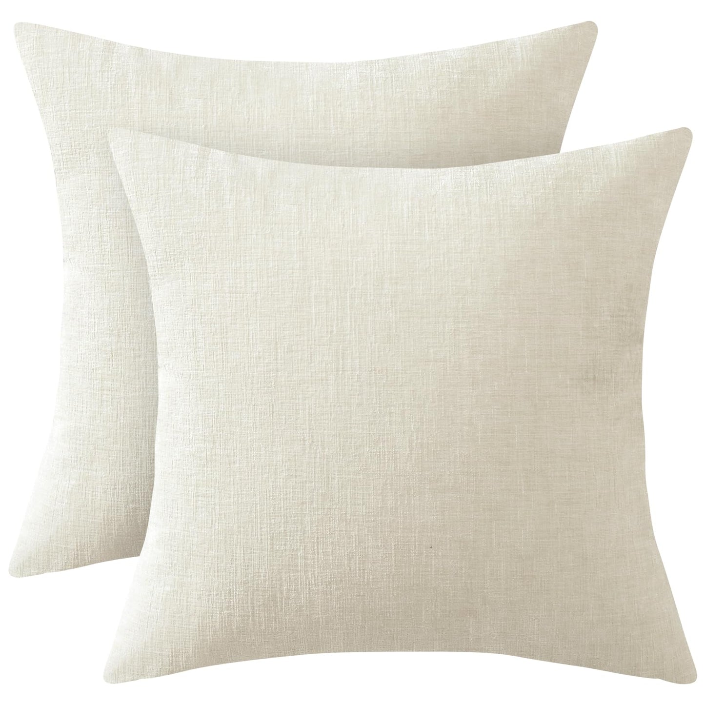 OTOSTAR Pack of 2 Throw Pillow Covers 24x24 Inch Soft Chenille Cream White Farmhouse Decorative Pillow Covers Solid Cushion Case for Sofa Bed Living Room Couch (Cream White)