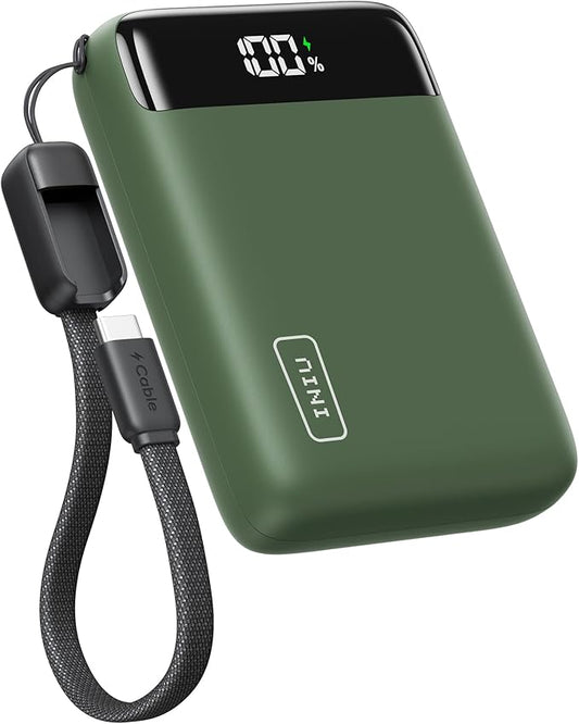 INIU Portable Charger, Smallest 22.5W 20000mAh USB C in & Out Power Bank Fast Charging, PD 3.0+QC 4.0 LED Display Phone Battery Pack Compatible with iPhone 17 16 15 14 Pro Samsung S24 Google, Green