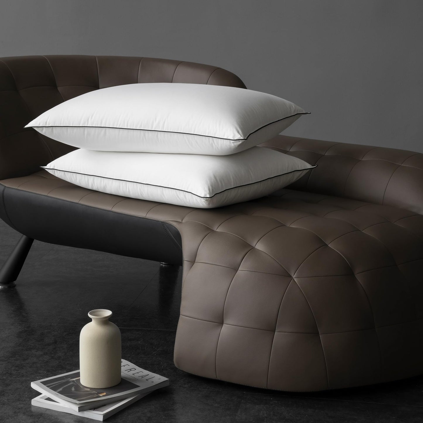 HYVIF Down Pillows, Luxury Hotel Collection White Premium Bed Pillow for Sleeping, 650 Fill Power,100% Cotton Fabric, Soft Support, Down Surrounded Pillow for Side and Back Sleepers, Stomach Sleepers