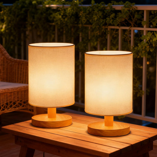 Buroraix Table Lamp Set of 2, Bedside Lamp Nightstand Lamp, 3000K Warm Light Desk Lamp, USB Powered LED Reading Lamp, Boho Vintage Small Lamp for Bedroom Living Room Office Dorm Dresser Bookshelf