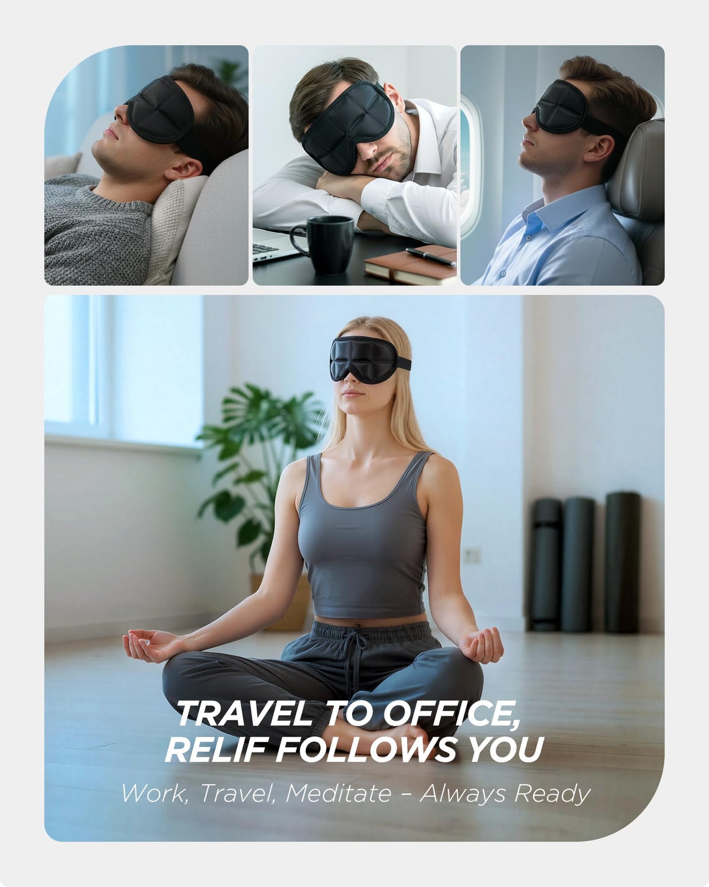 3D Cooling Sleep Mask with Double Coldfocus Gel - Frozen Cold Gel Eyes Mask with Contoured Blackout Hot & Cold Therapy for Women, Men Sleeping on Airplane Traveling for Migraine, Dry Puffy Eyes,1 Pack
