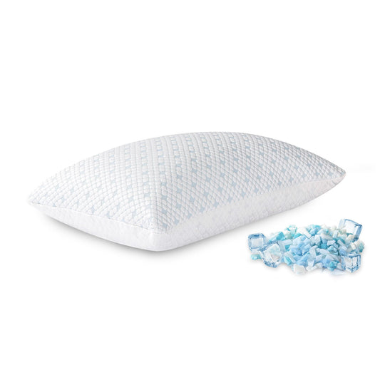EGOHOME Cooling Pillows Queen Size Set of 2 - Adjustable Shredded Memory Foam Pillow for Sleeping, Bed Pillows for Side, Back, Stomach, Hot Sleepers, with Washable Cover, Supportive, 2 Pack