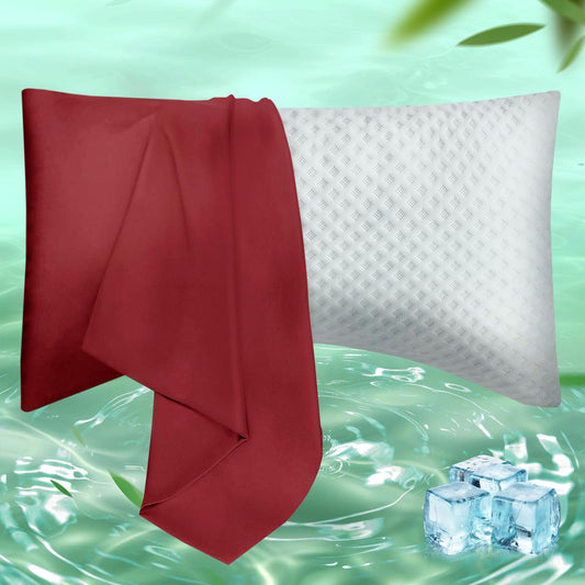 Curved Pillow Case Queen Size, Side Sleeper Pillow Cases Cover Cooling Rayon Derived from Bamboo with Zipper for hot Sleepers Hair and Skin, Breathable Silky Soft Pillowcase 1 Pack 20 * 30 Inches
