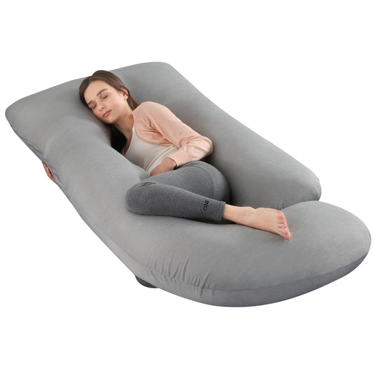 Pregnancy Pillows for Sleeping, U Shaped Full Body Maternity Pillow for Pregnant Women with Removable Cooling Cover, Support for Back, HIPS, Legs, Belly, 57 Inch, Grey