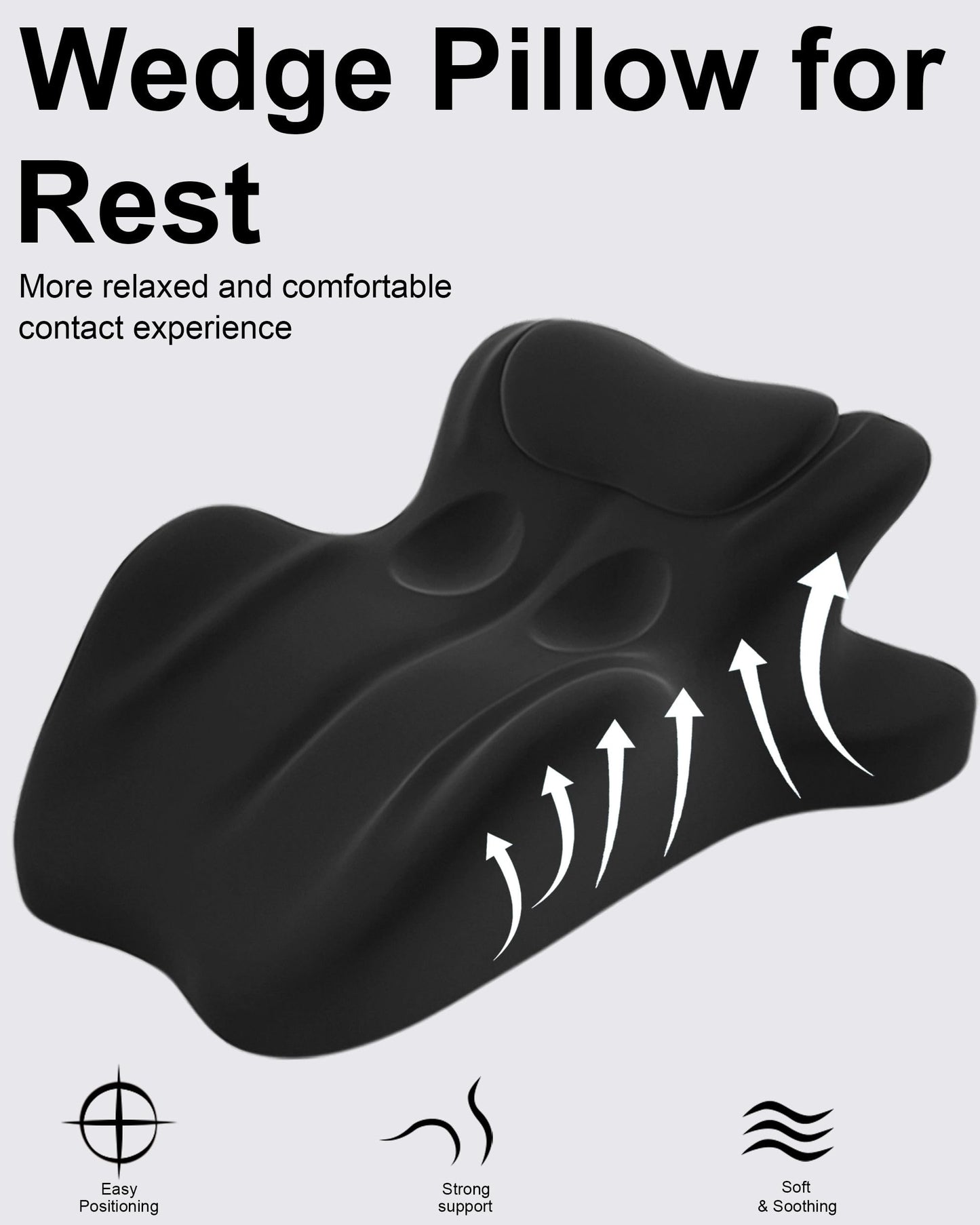 HOMEPAC Ergonomic Memory Foam Wedge Pillow, 27° Angled Support for Neck and Waist, Multi-Position Support Pillow - Black (Plus Size 25.5 * 21.5 * 11.8 inch)