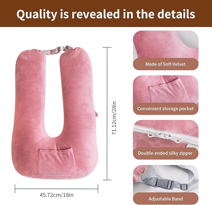 Car Pillow for Kids, Travel Pillow for Car, Toddler Travel Pillow for Sleeping Carseat Pillow for Adults, Removable and Washable Covers, Long Car Ride Essentials, Pink-Skin Friendly