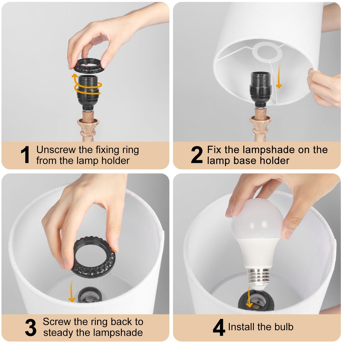 Boncoo Dimmable Small Table Lamp, Bedside Lamps Touch Control for Bedrooms Nightstand with Wood Grain Base, Desk Lamp Night Light for Office Living Room, 9W 3000K LED Bulb Included