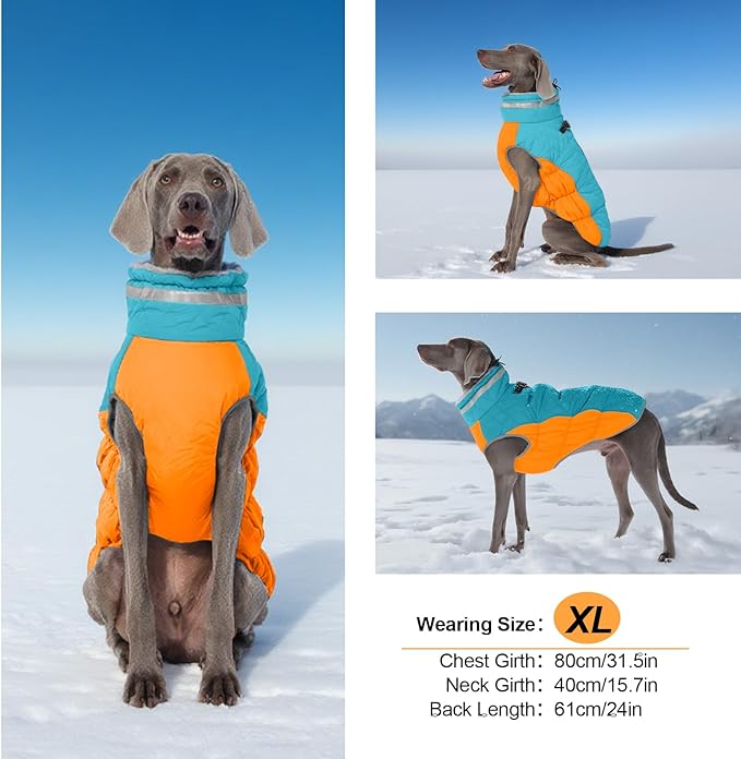 OUOBOB Warm Dog Jackets for Small Dogs, Waterproof Dog Coat with Harness Built in, Zipper Clousure, Fleece Lining for Cold Weather, Small Pet Winter Clothes for Shih Tzu, Yorkshire, Bichon - S