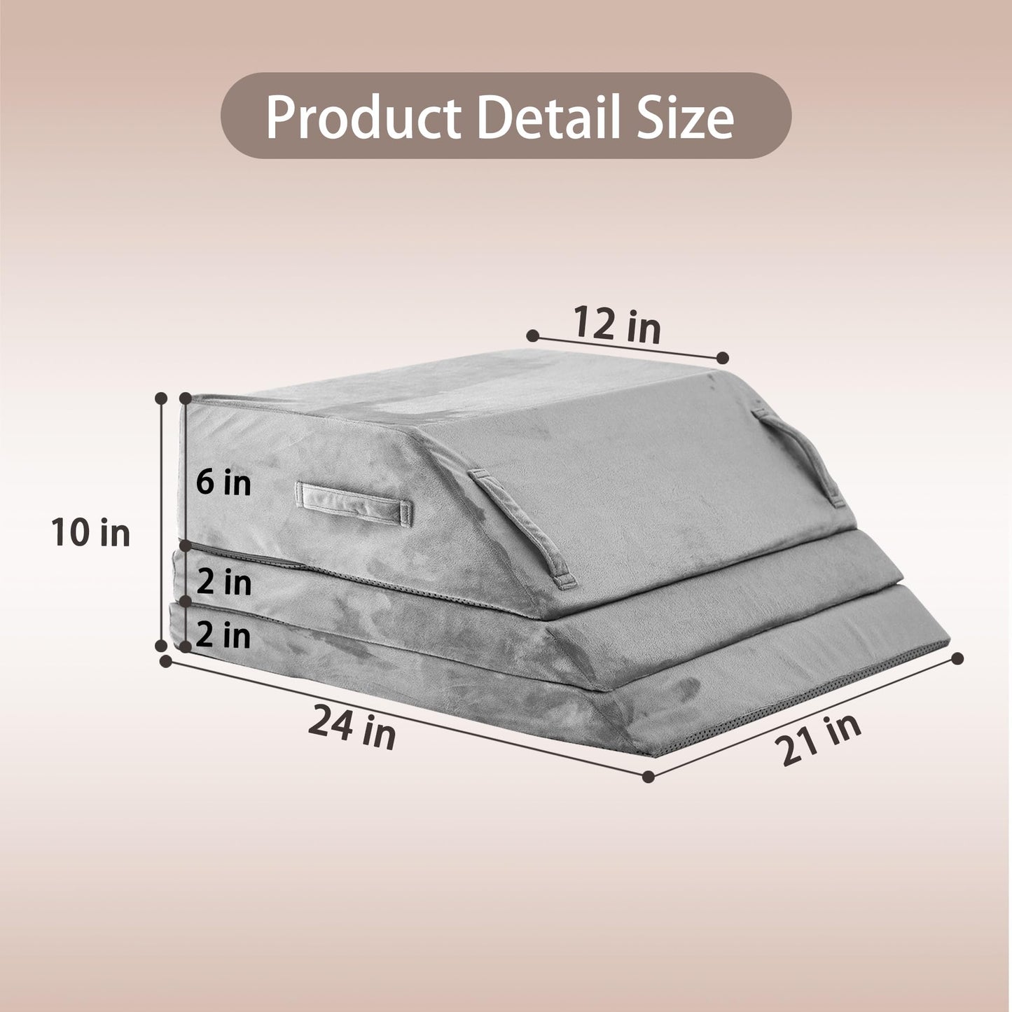 jakoola Wedge Pillow for Sleeping, Bed Wedge Pillow for After Surgery 3-Height Memory Foam Leg Elevation Pillow for Swelling Back Pain Relief Sciatica Knee Ankle Pain Bed Support Legs L 24"