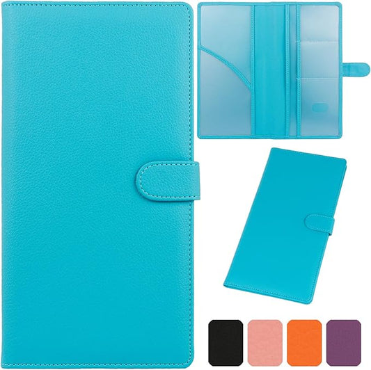 Car Registration and Insurance Holder, Leather Magnetic Shut Vehicle Glove Box Organizer for Document, Card, Driver License, Turquoise