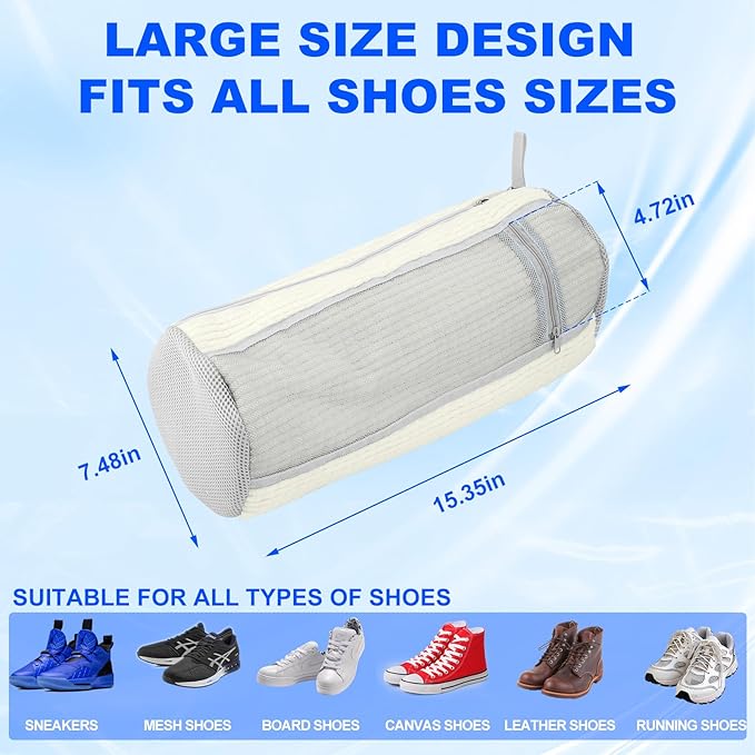 Shoe Washing Bag for Washing Machine - Durable Shoe Washing Machine Bag for Most Children's Shoes (Small White 2PCS)