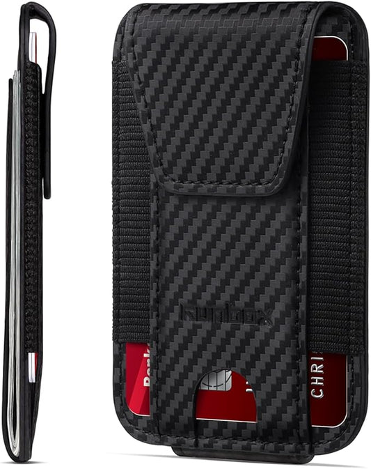 RUNBOX Slim Wallet for Men Front Pocket wallet with Magnetic Money Clip Minimalist Leather RFID Blocking wallet
