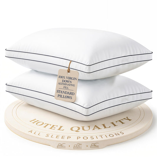 LANE LINEN Pillows Standard Size Set of 2 (20"x30") - Hotel Pillow for Side, Back & Stomach Sleepers, Medium Firm Down Alternative Fill,Cooling Pillows for Bed - Soft & Fluffy Pillow - White