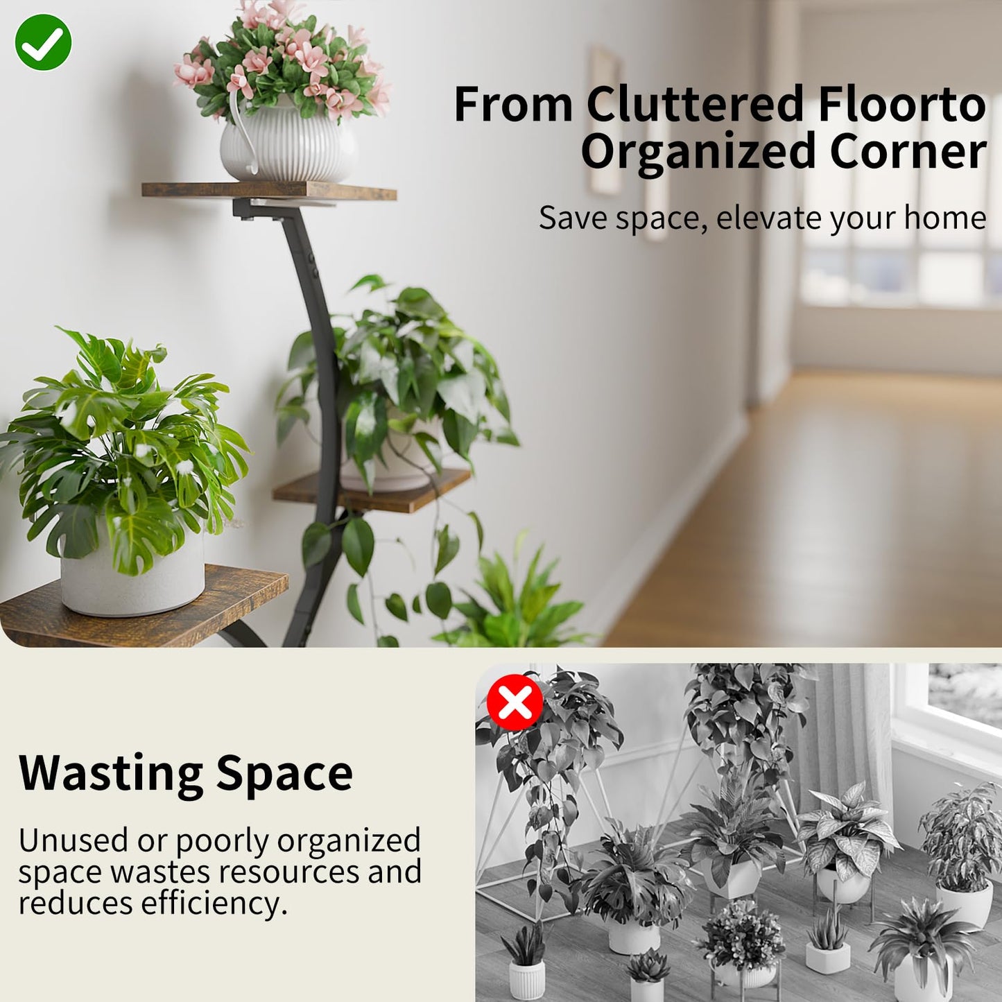 CODACE Plant Stand Indoor with Grow Lights, 6 Tiered Plant Shelf Indoor, 50" Corner Plant Stands for Indoor Plants, Lighted Tree-Shaped Plant Holder, Tall Flower Display Rack for Living Room