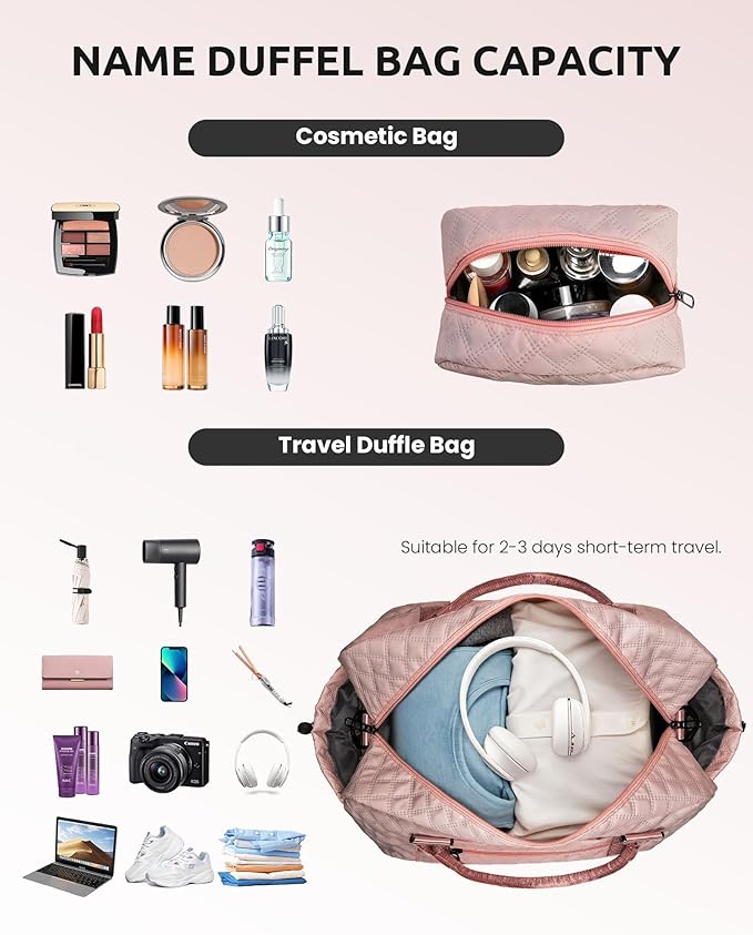 Vogewood-Initial Duffle Bag, Sister Gifts - Weekender Overnight Travel Bag with Monogram, Letter, Shoe & Makeup Compartments (N)