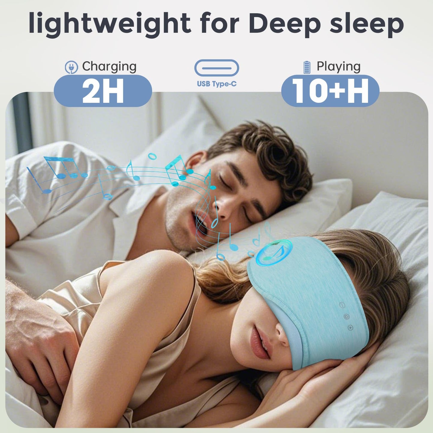 Sleep Headphones with Bluetooth 5.4 Sleep Mask, Bamboo Cotton Music Wireless Bluetooth Eye Mask for Sleeping, Earphones HD Speaker Microphone for Travel