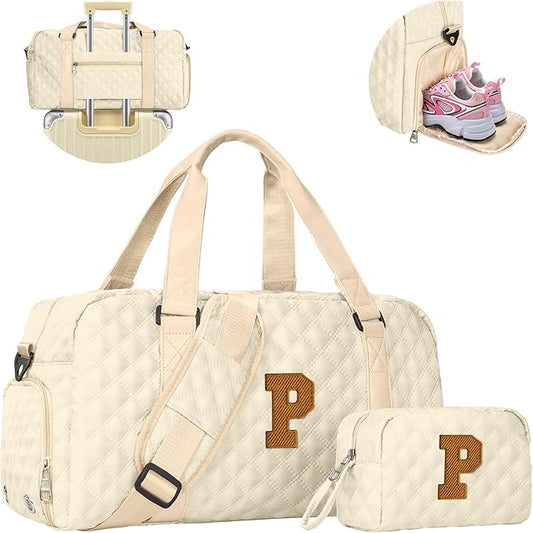 Elilier Personalized Gym Bag for Girls, Kids Travel Duffel Bag, Graduation Gift Ideas 2025, Monogram Weekender Bag with Shoes Compartment, Monogram others day gifts, Girls Gifts for Kids Friends
