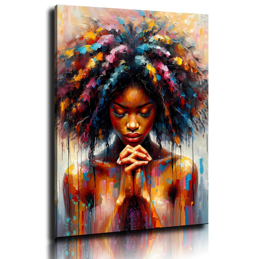 Abstract Woman Wall Art Canvas Print Framed Poster Picture Modern Artwork Wall Decor 12x16 Inch Colorful Portrait Canvas Artwork for Living Room Bedroom Office