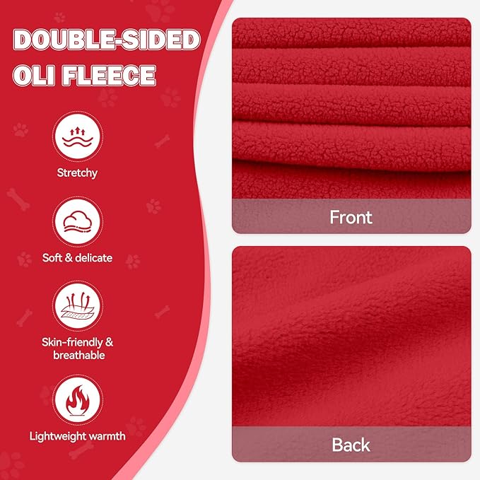 Dog Sweater,Dog Hoodies for Medium Dogs,Warm Fleece Sweatshirt with Hood & Pocket,Leash Hole,Cozy Cold Weather Pet Clothes Pet Sweater for Medium Dogs(Red,M)