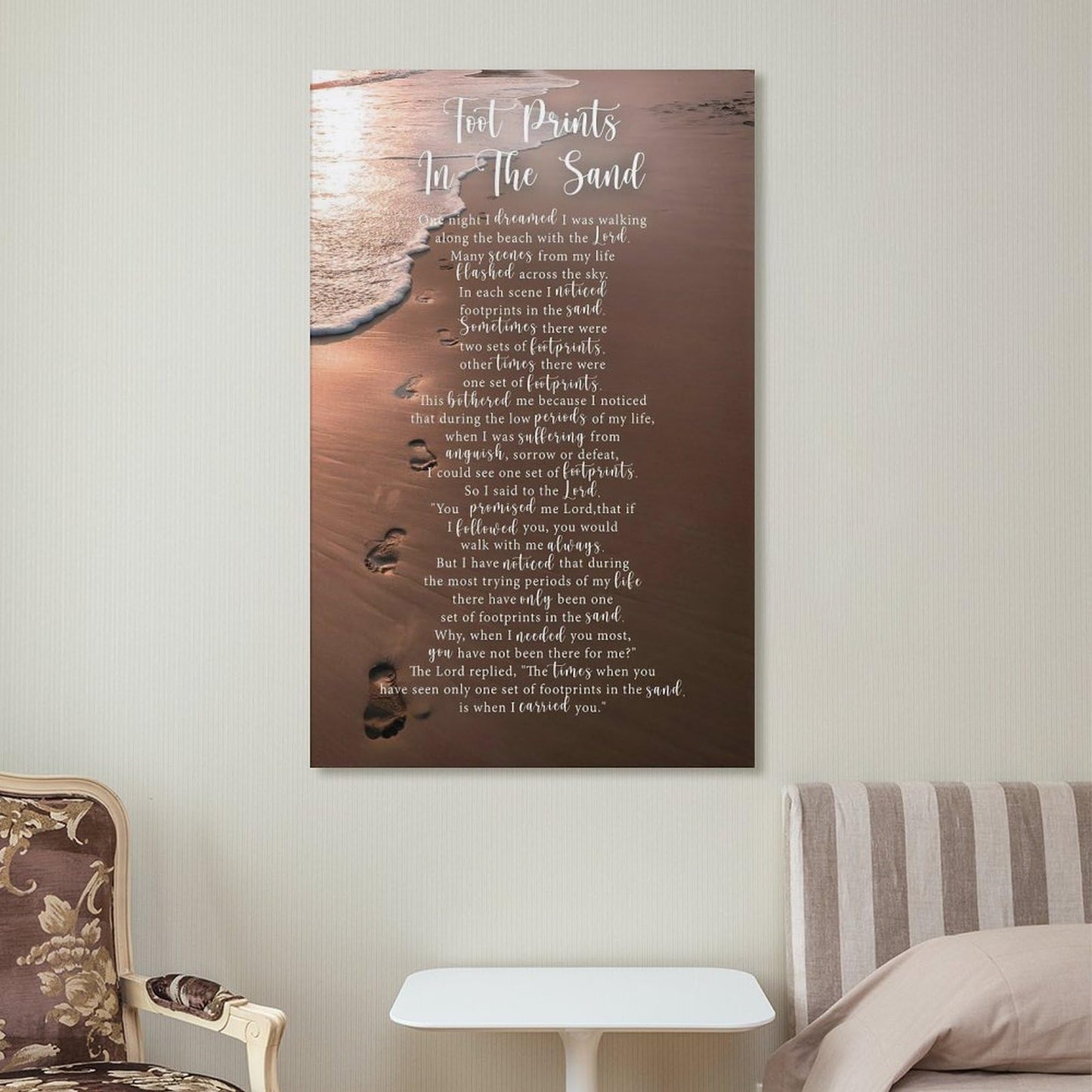 Footprints in The Sand Inspirational Poem Canvas Art Poster And Wall Art Picture Print Modern Family Bedroom Decor Posters UnFramed-3,12x18inch(30x45cm)