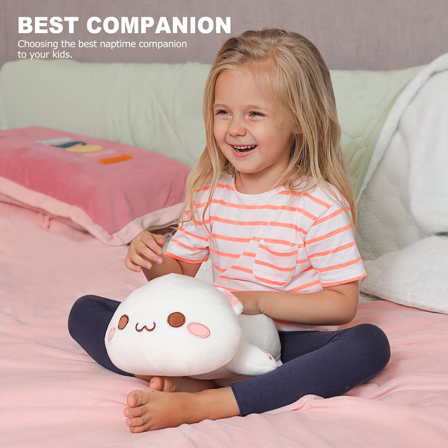 Onsoyours Cute Kitten Plush Toy Stuffed Animal Pet Kitty Soft Anime Cat Plush Pillow for Kids (White Cat, 12")