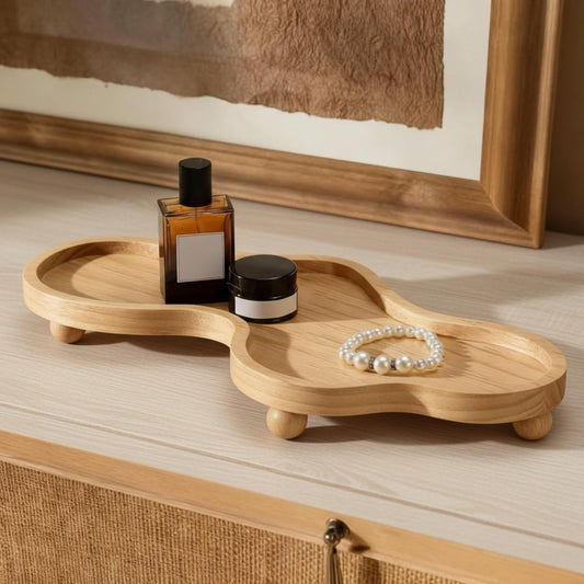 Uiifan Wood Cloud Perfume Tray Irregular Jewelry Decorative Bedside Tray for Nightstand for Women Trinket Dish Ring Holder Dish Room Aesthetic Decor Birthday Housewarming Gift(Wood Color)