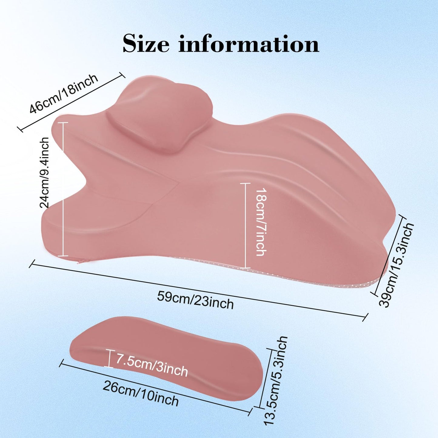 CanVrinxol Oversized 27-Degree Couples Pillow - 5-in-1 Memory Foam Wedge for Neck Alignment, Zoned Support for Arm & Shoulder, Phone Reading, Leg Elevation - Washable Cover (Pink)