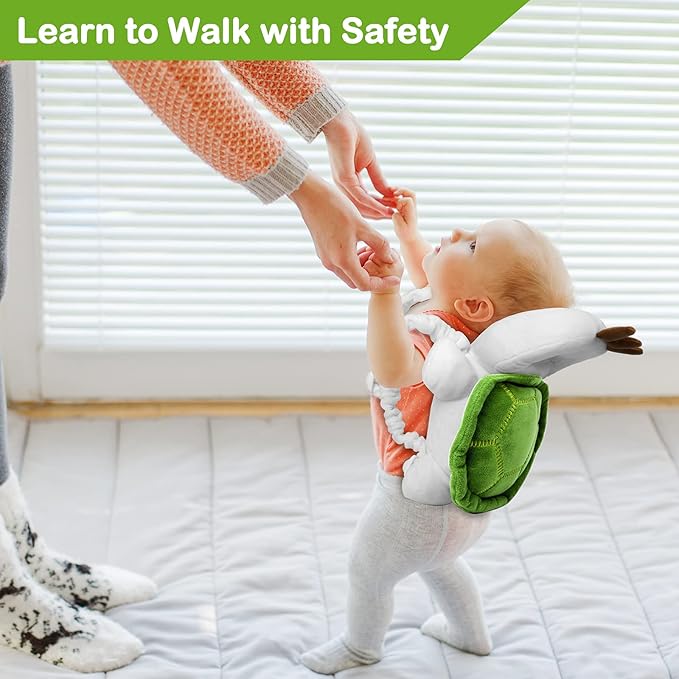 Baby Toddler Head Protector Backpack Safety Pad Adjustable With 3 Pairs Knee Pads for Infant Walker Walking & Crawling Cute Tortoise HX S4
