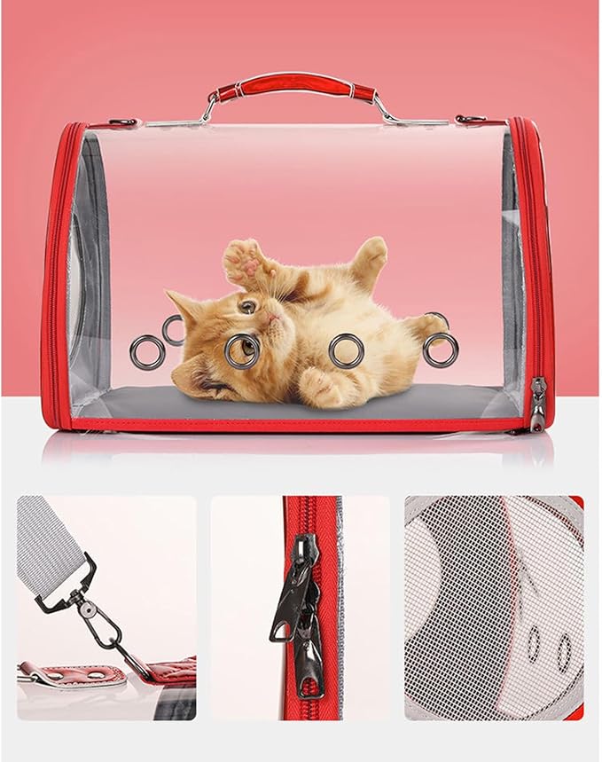 Transparent Capsule Pet Handbag Large Capacity Cat Dog Carrier Two Side Ventilation Holes Portable Travel Carrier for Cats Dogs Lightweight Durable Acrylic Polyester Material
