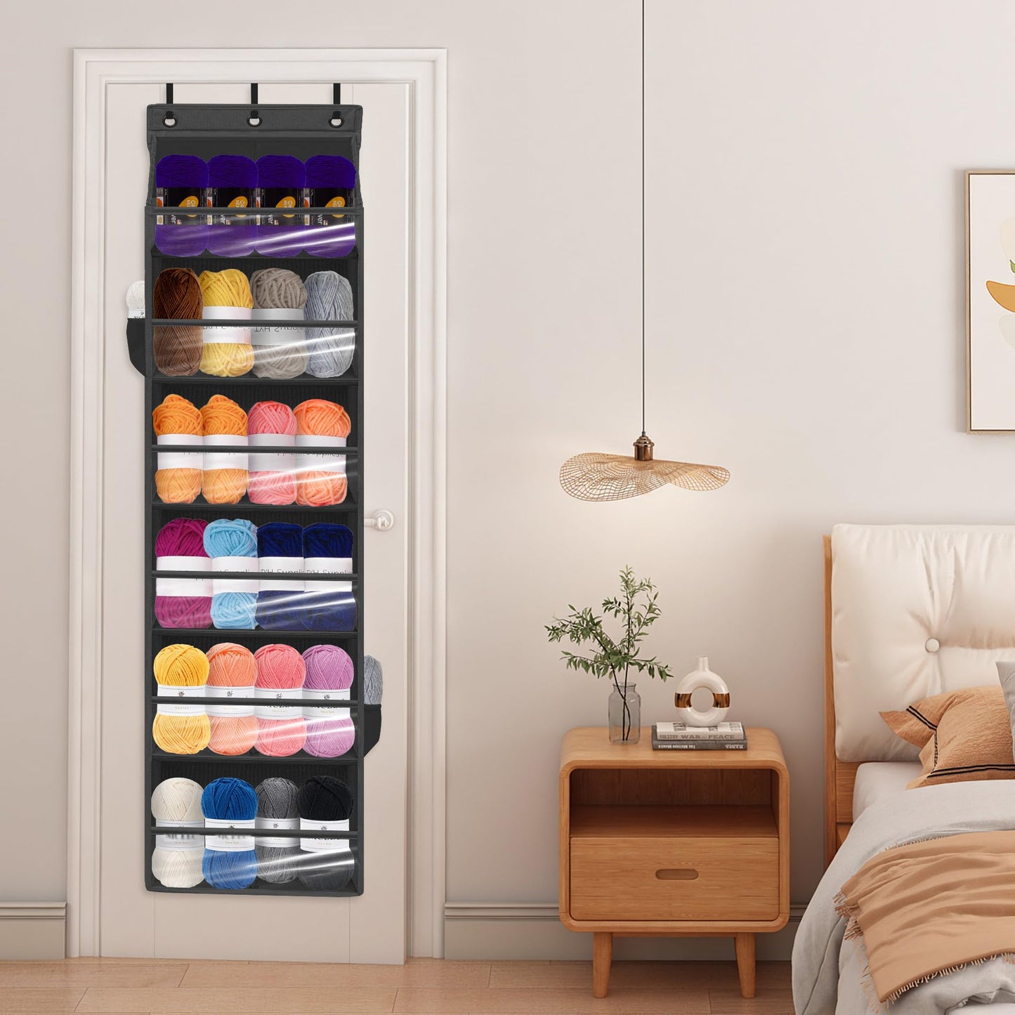 STORAGEIDEAS Over Door Organizer with 6 Extra Large Pockets and 12 Side Pockets, Large Capacity Hanging Storage Organizer with Clear Window for Shoes, Diapers, Black, 6 Layers, 2-Pack