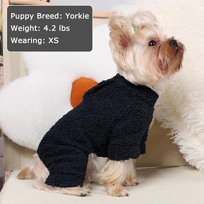 Dog Sweaters for Small Dogs Winter Dog Pajamas Sized Dogs Boy Girl Fleece Pet Clothes Puppy Outfit 4 Legs Jumpsuits for Chihuahua Yorkie Cat Apparel (Blue, X-Small)