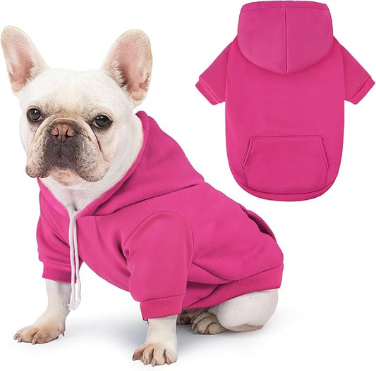 BAOBICUTE Dog Basic Hoodie Soft Dog Clothes Cold Weather Sweaters for Medium Large Dogs Cozy Fabric Warm Sweatshirt with Leash Hole (Rose Pink, M (Back: 16.54",Chest: 22.05", Neck: 16.54"))