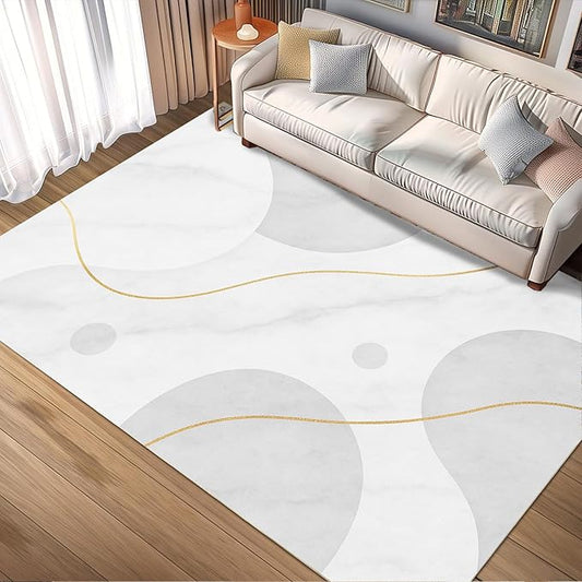 Minimalist Marble Rug - 2x3 Rug, Abstract Marble Bath Rugs, Modern Luxury Doormat, Washable & Non Slip Small Rugs Home Decor