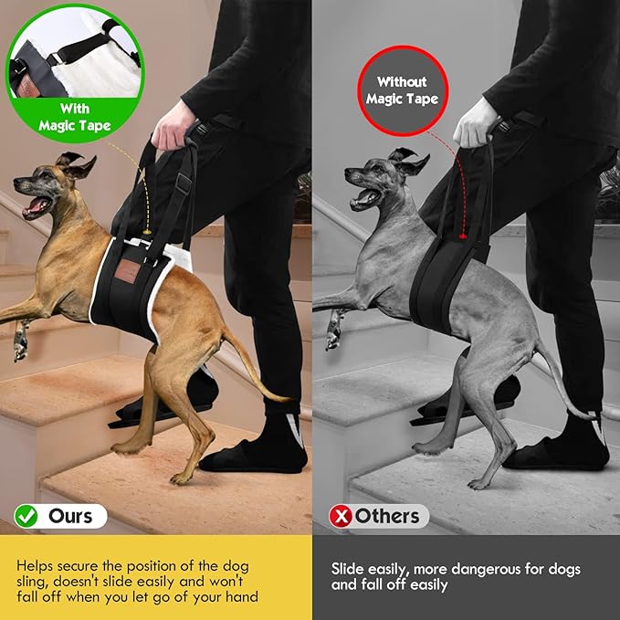 S-ETOVUS Dog Sling for Back Legs, Dog Lift Harness, Magic Tape Dog Sling for Large Dogs Hind Leg Support, Elderly Dog Lifter, Help Canie Hip Arthritis K9 Cruciate Ligament Rehabilitation (Large)