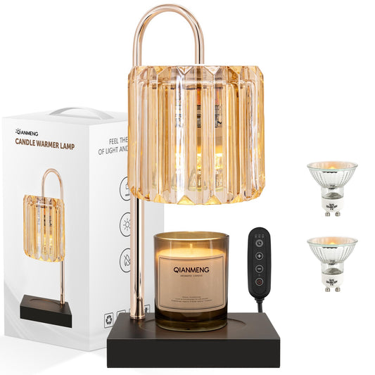 Candle Warmer Lamp, Adjustable Candle Lamp Warmer with Timer, Birthday Gifts for Mom Women Friends, Wax Warmer Lamp for Jar Candles with Large Head, Amber, Glass