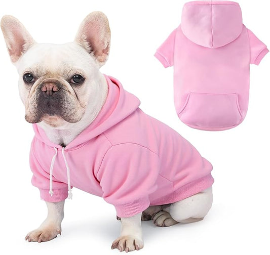 BAOBICUTE Dog Basic Hoodie Soft Dog Clothes Cold Weather Sweaters for Medium Large Dogs Cozy Fabric Warm Sweatshirt with Leash Hole (Pink, M (Back: 16.54",Chest: 22.05", Neck: 16.54"))