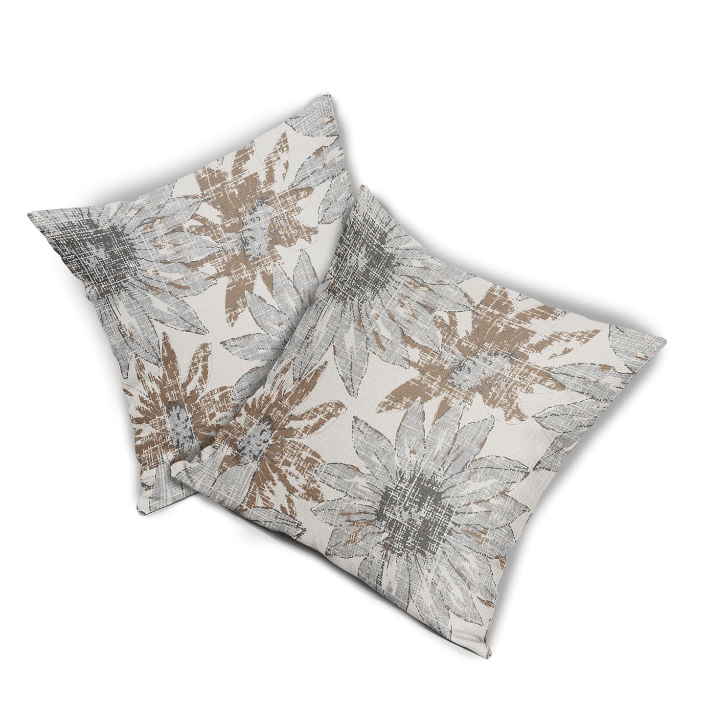 Sweetshow Brown Grey Gray Pillow Covers 18x18 Set of 2 Retro Sunflower Flowers Print Decorative Throw Pillows Outdoor Modern Art Floral Pillowcase Square Linen Cushion Case for Home Sofa Couch Bed
