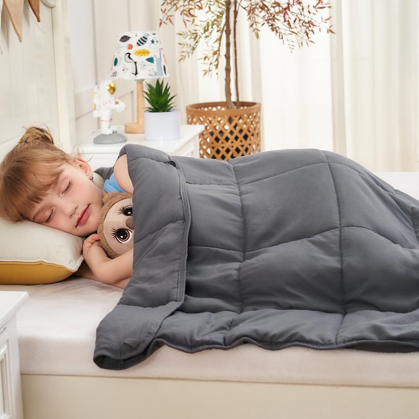 yescool Weighted Blanket 5 Pounds Cooling Weighted Lap Blanket, Grey Heavy Blanket for Sleeping, Weighted Throw Blanket Gifts for 40-60lbs, 36"x48"